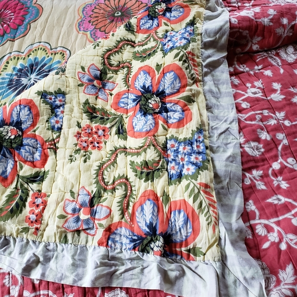 Anthropologie queen block color reversible quilt - Picture 9 of 13